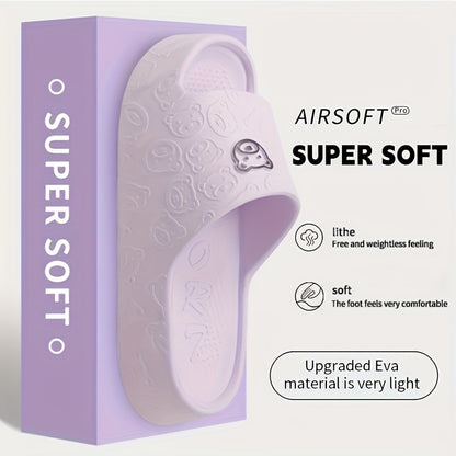 [Comfortable Slippers] Comfortable Non-Slip EVA Women's Slippers | Thick-Soled Bear Design - Pink, Indoor/Outdoor Sandals for Beach and Home Use