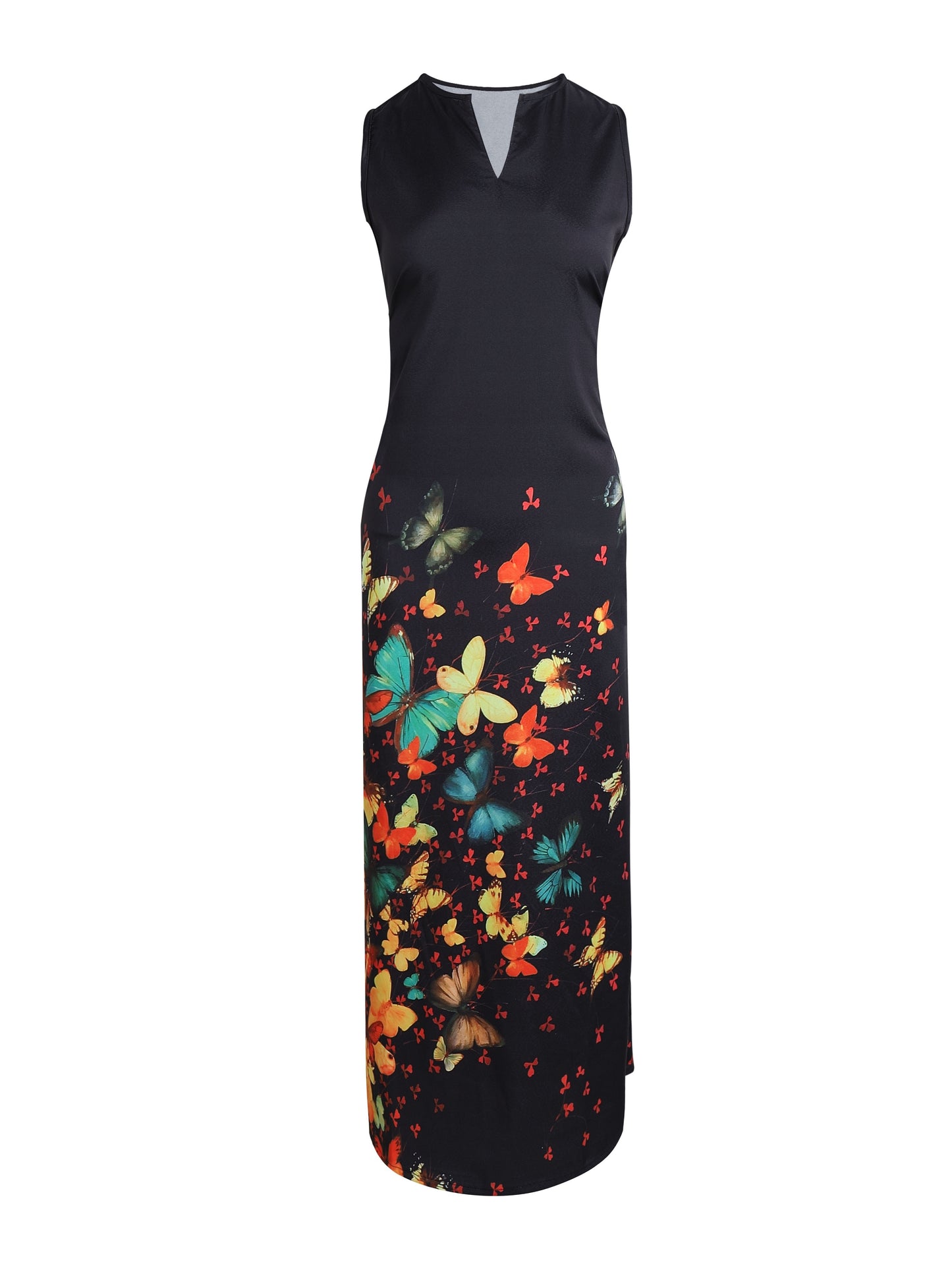 Floral Print V Neck Maxi Dress, Casual Sleeveless Dress For Spring & Summer, Women's Clothing