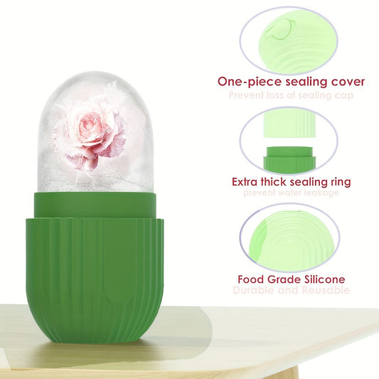 Silicone Facial Ice Roller for Skin Glow & De-Puffing – Reusable, Leakproof Beauty Massage Tool for Daily Skincare Routine, Formaldehyde-Free, No Power or Battery Needed