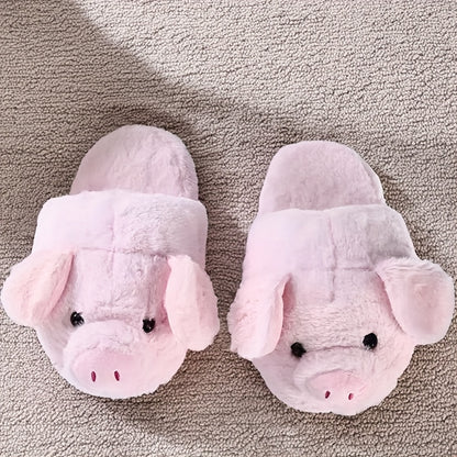 Cozy Pink Pig Plush Slippers for Women - Soft & Warm Winter Home Shoes with Adorable Pig Design, Hand Washable Fabric, Perfect for Indoor Comfort, Playful Footwear