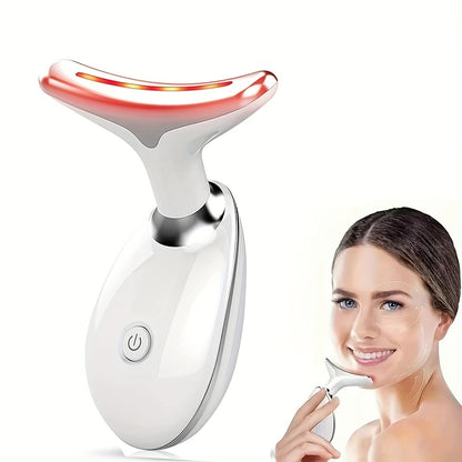 7-Color LED Vibrating Neck Device, Skin Beauty Equipment, Facial Massager for Both Face And Neck, Perfect As a Gift, Neck Massager, Facial Massager, Vibrating Massager, Vibr