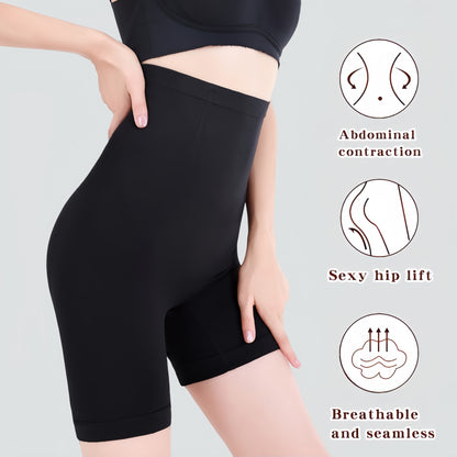 1pc High-Waist Tummy Control Shapewear Shorts for Women - Seamless, Butt Lifting, Comfortable Fit in Black or Beige, Ribbed Texture, Postpartum Support & Fitness Girdle Briefs, Seamless Undergarment|Invisible Waistband|Smooth