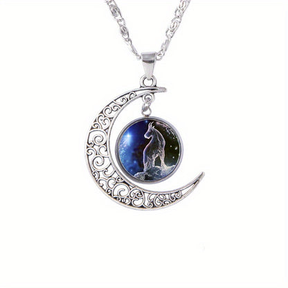Twelve Zodiac Constellations Moon Phase Necklace - Timeless Gemstone Pendant with Adjustable Chain - Unique Personality Jewelry and Birthday Gift Idea for Women and Girls