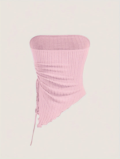 Siamese Cat Print Women's Drawstring Off-Shoulder Asymmetrical Hem Tank Top