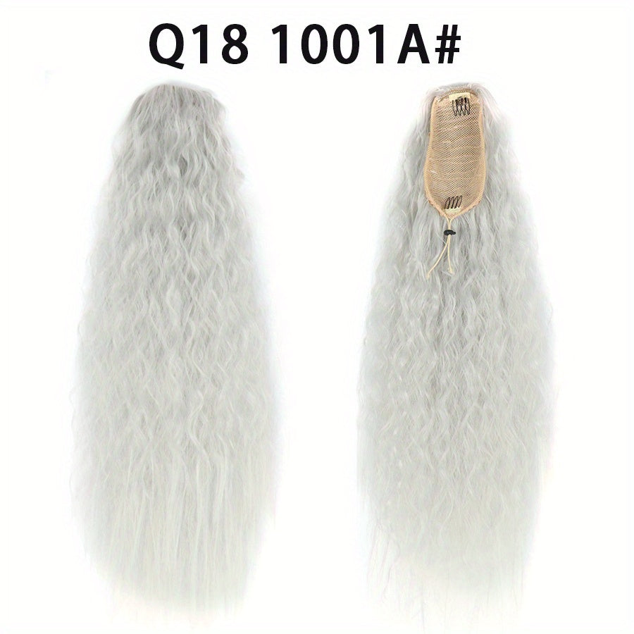 Long Curly Drawstring Ponytail For Women, 55.88cm Black Curly Ponytail Hair Extension, Synthetic Clips In Drawstring Ponytail For Daily Use (Natural Black)