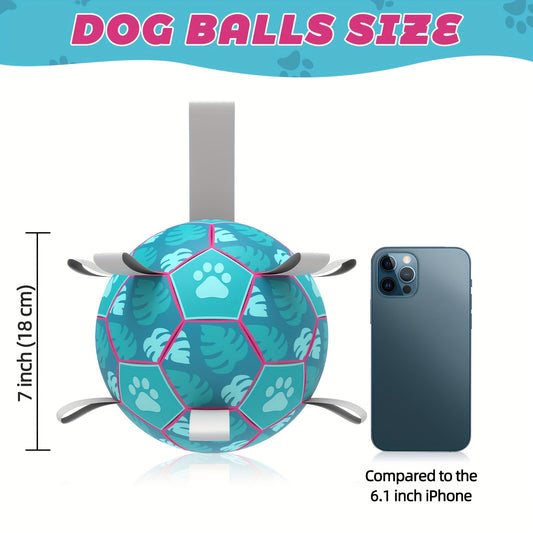 Pet Dog Toy with Built-in Rope and Inflatable Football for Interactive Dog Toy, Indoor and Outdoor Dog Toy, Lake Blue Dog Football Suitable for Large, Medium and Small Dogs