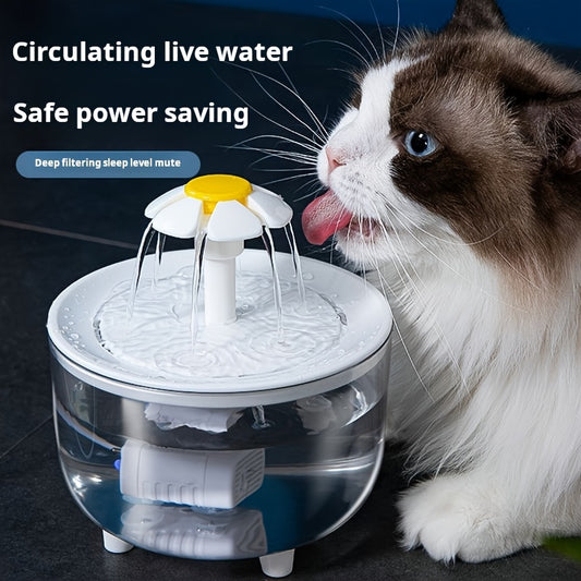 Whisper-Quiet Pet Fountain - Fountains with Automatic Recirculating System, USB Powered, 5V Low Voltage Operation, Food Grade PP Material, No Batteries Required for Cats and Dogs