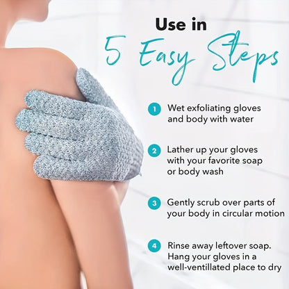 Exfoliating Shower Gloves for Deep Cleansing & Massage - Body Scrubber, Removes Dead Skin & Dryness