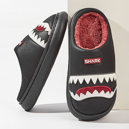 Trendy Animal Shark House Slippers For Women, Warm Lightweight Non-Slip Slip-On Indoor Home Shoes, Closed-Toe Kawaii Slippers Winter