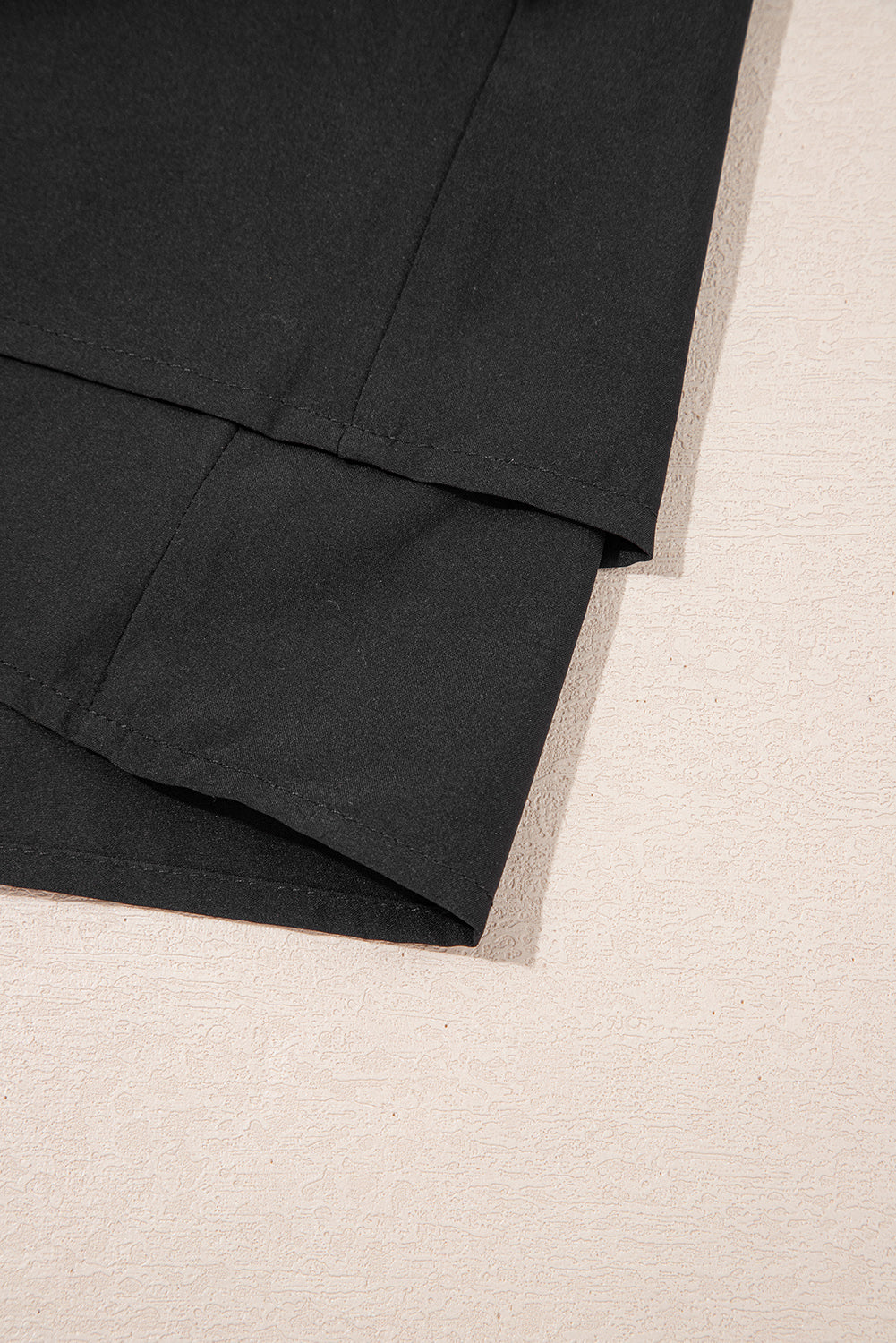 Black Crossed Waist Tiered Flowy Shorts