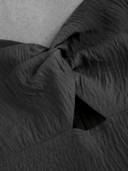 Twist Front Solid Belted Romper Jumpsuit, Casual Backless Spaghetti Strap Romper Jumpsuit For Spring & Summer, Women's Clothing