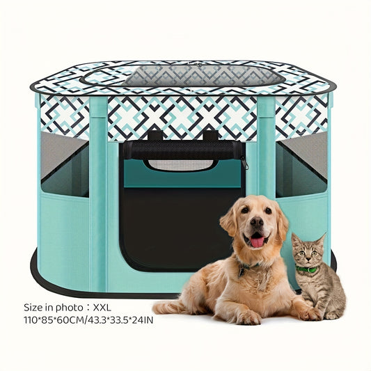 Pet Playpen For Large Dogs, Dog Playpen For Medium Large Dogs/Puppy/Cat/Rabbit/Chick Wit, Cat Playpen Puppy Kitten Playpen Portable Dog Exercise Kennel Indoor Pet Animal Playpen Dog Cat Crate For Outdoor Travel Camping, With