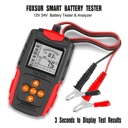 12v & 24v Battery Tester, Battery Analyzer Test Tool Digital Tester For Wet/GEL/SLA/Flooded/EFB/Lead-Acid/AGM