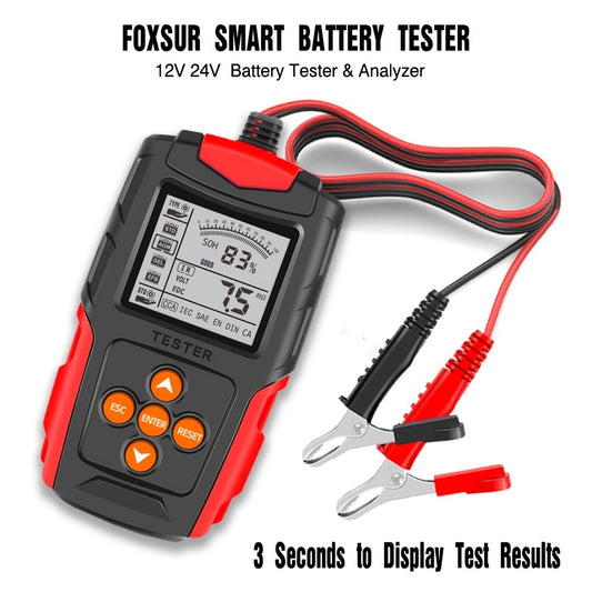 12v & 24v Battery Tester, Battery Analyzer Test Tool Digital Tester For Wet/GEL/SLA/Flooded/EFB/Lead-Acid/AGM