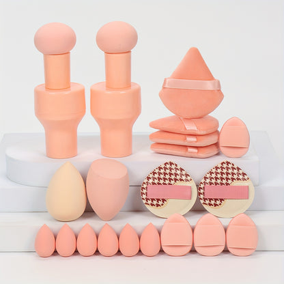 Marshmallow 20pcs Set, 2 Cushion Puffs & 4 Loose Puffs & 4 Makeup Sponges & 6 Mini Makeup Sponges & 4 Mini Cushion Puffs, Beauty Makeup Sponges Mixed with BB Cream, Liquid Foundation, Concealer for Use, Especially Suitable fo