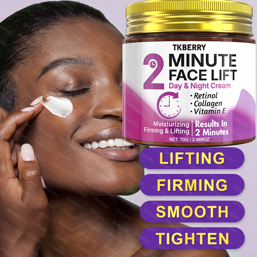 2-Minute Face Lift Day & Night Cream - Collagen Lift & Tight Face Cream with Retinol, Collagen, Turmeric, Hyaluronic Acid & Vitamin CE - Moisturizing & Smoothing for All Skin Types - Alcohol-Free, 24-Hour Hydration, Face Loti