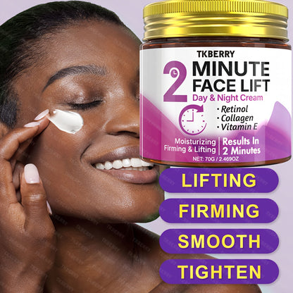 2-Minute Face Lift Day & Night Cream - Collagen Lift & Tight Face Cream with Retinol, Collagen, Turmeric, Hyaluronic Acid & Vitamin CE - Moisturizing & Smoothing for All Skin Types - Alcohol-Free, 24-Hour Hydration, Face Loti