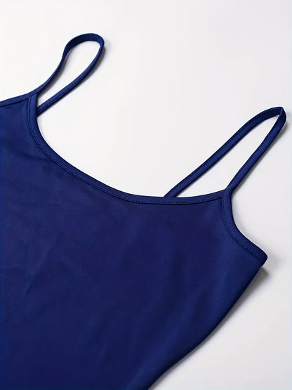 Elegant Solid Slip Lounge Dresses, Scoop Neck Bodycon Maxi Mermaid Dress, Women's Loungewear & Dresses