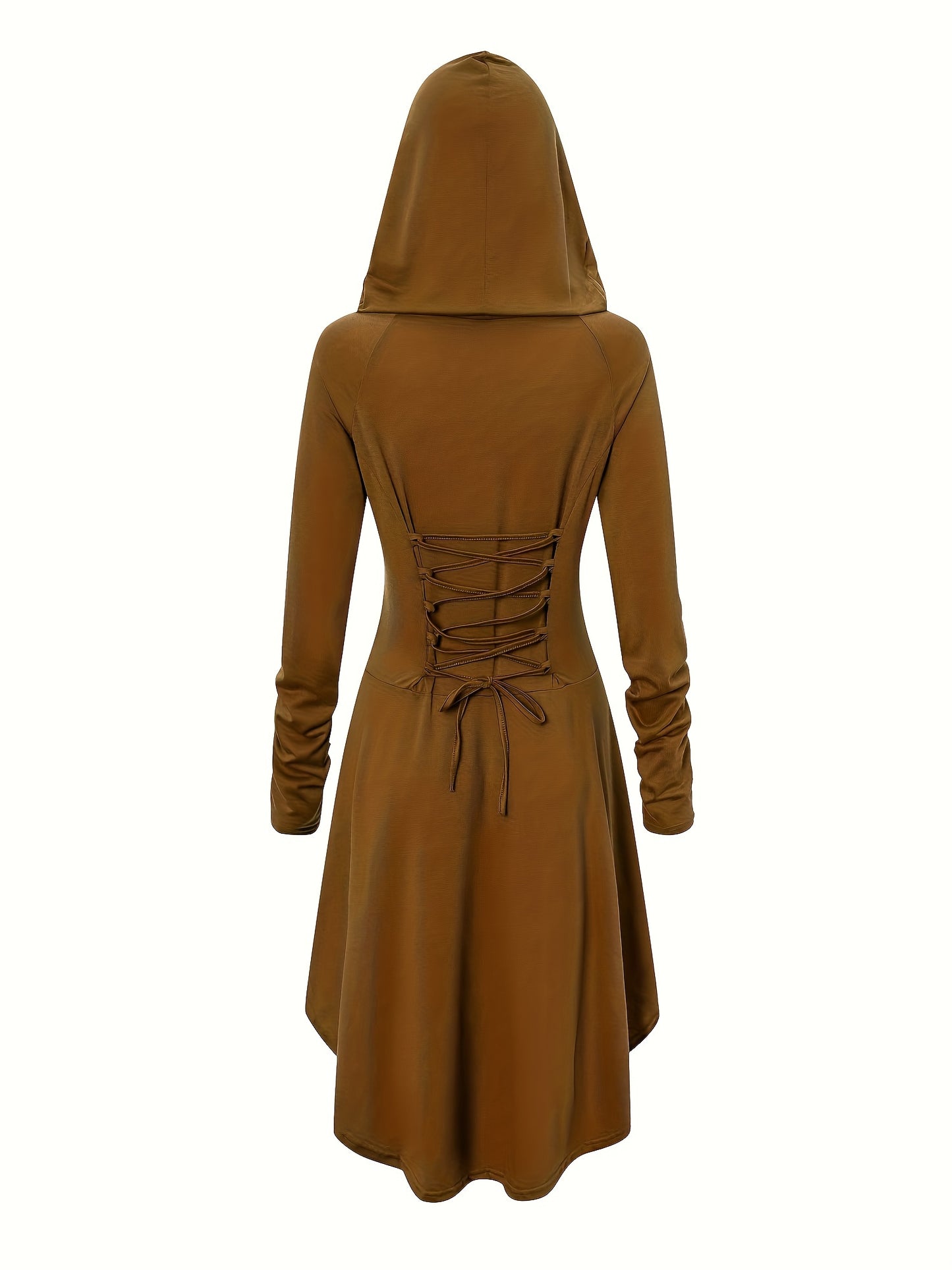 Gothic Witch Cosplay Dress, Medieval Renaissance Halloween Cosplay Hooded Costume, Women's Clothing
