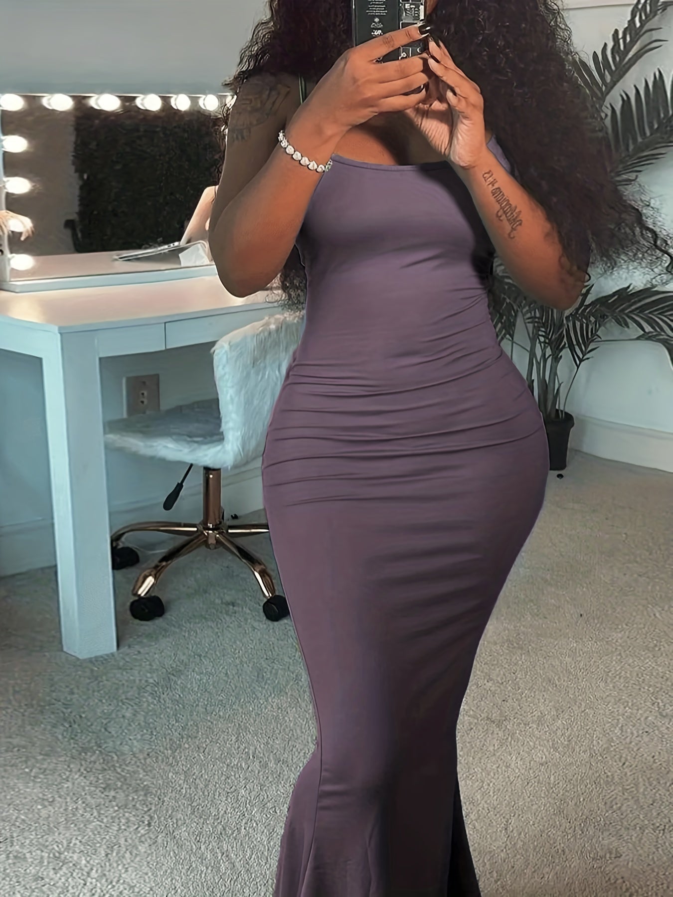 Women's Casual Lounge Slip Long Dress, Sexy Sleeveless Backless Bodycon Maxi Dress, Women's Clothing