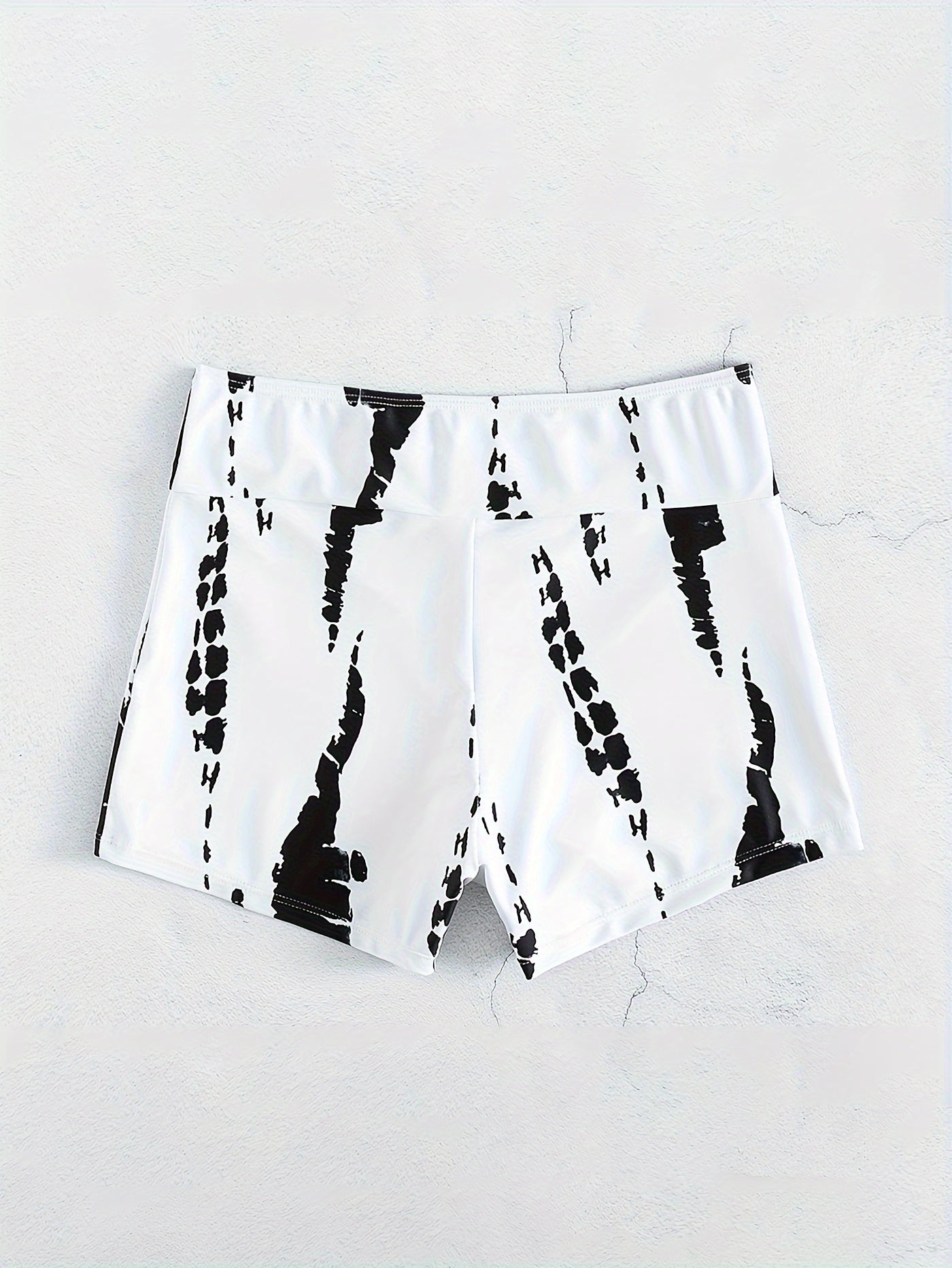 Tie Dye Pattern Drawstring Stretchy Swim Boxer Shorts, High Waisted Comfy Trendy Swimming Bottoms, Women's Swimwear & Clothing