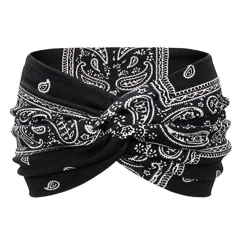 1pc Elegant Leopard Print Knitting Sports Headband - Stretchy, Sweat-Absorbing, Minimalist Design for Women - Perfect for Yoga, Fitness, and Valentines Day Festival