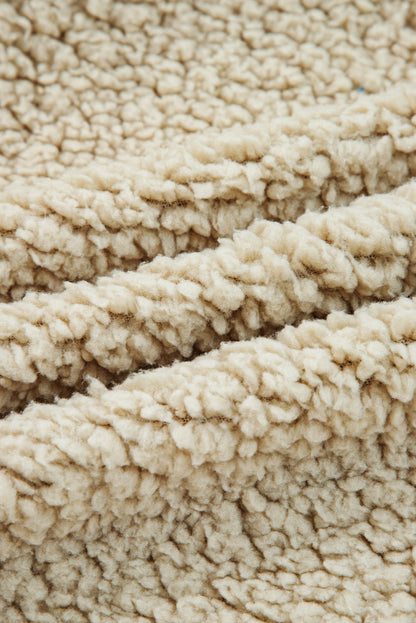 Khaki Vintage Floral Printed Sherpa Lined Hooded Jacket