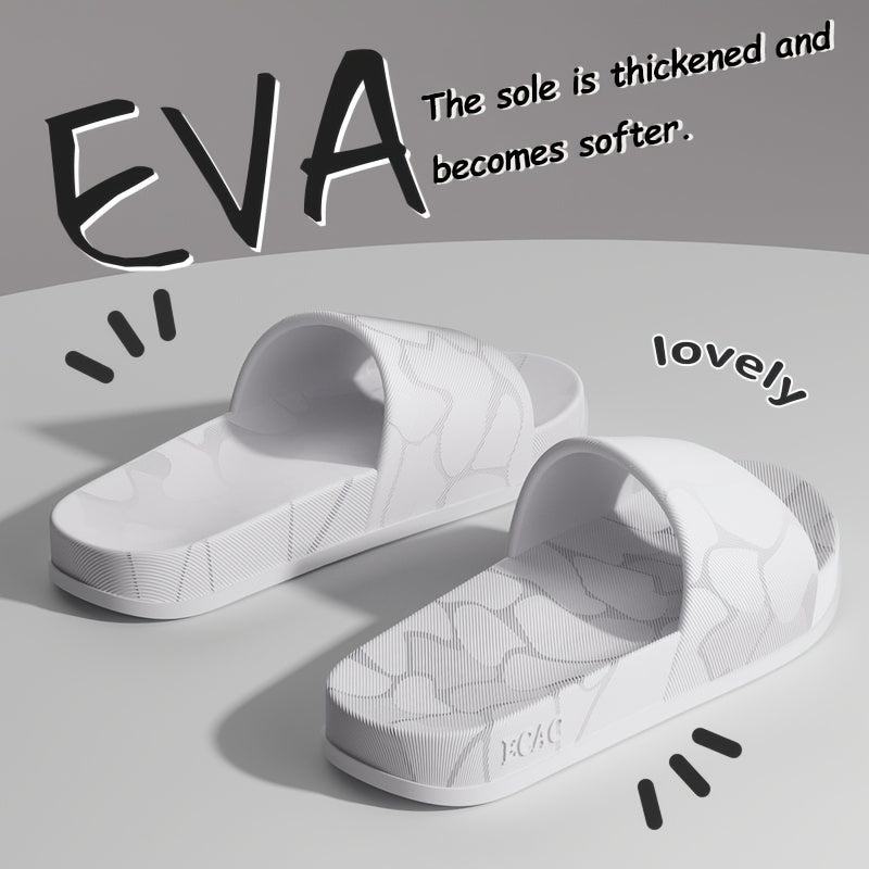 ECAC Women'S EVA Slide Sandals - Thick Cushioned Indoor/Outdoor Slippers with Geometric Pattern, Lightweight & Comfortable for Bathroom, Hiking, and Casual Wear, Hiking Footwear | Stylish Slipons | EVA Upper Material, Slipper