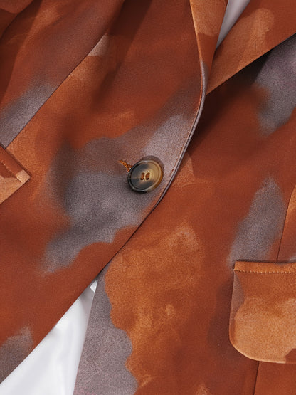 Chic All Over Print Blazer | Regular Sleeve, Single Button Placket, Versatile Slim Fit Jacket for All Seasons