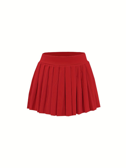 [Bright Pink Skirt] Sexy Summer Bright Pink High-Waisted Pleated Mini Skirt | Stretchy & Machine Washable | Perfect for Casual or Party Outfits for Women
