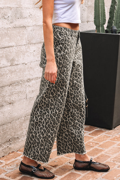 Yellow Leopard Straight Loose Leg Jeans
