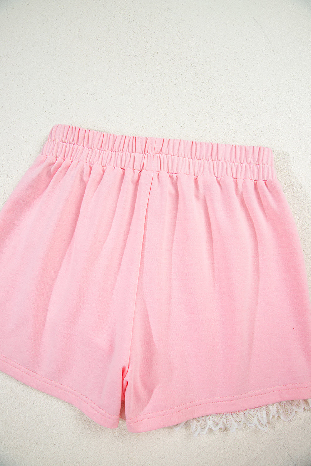 Pink Peter Pan Lace Embellished Neck Collision Sweatshirt and Skirt Two Piece Set