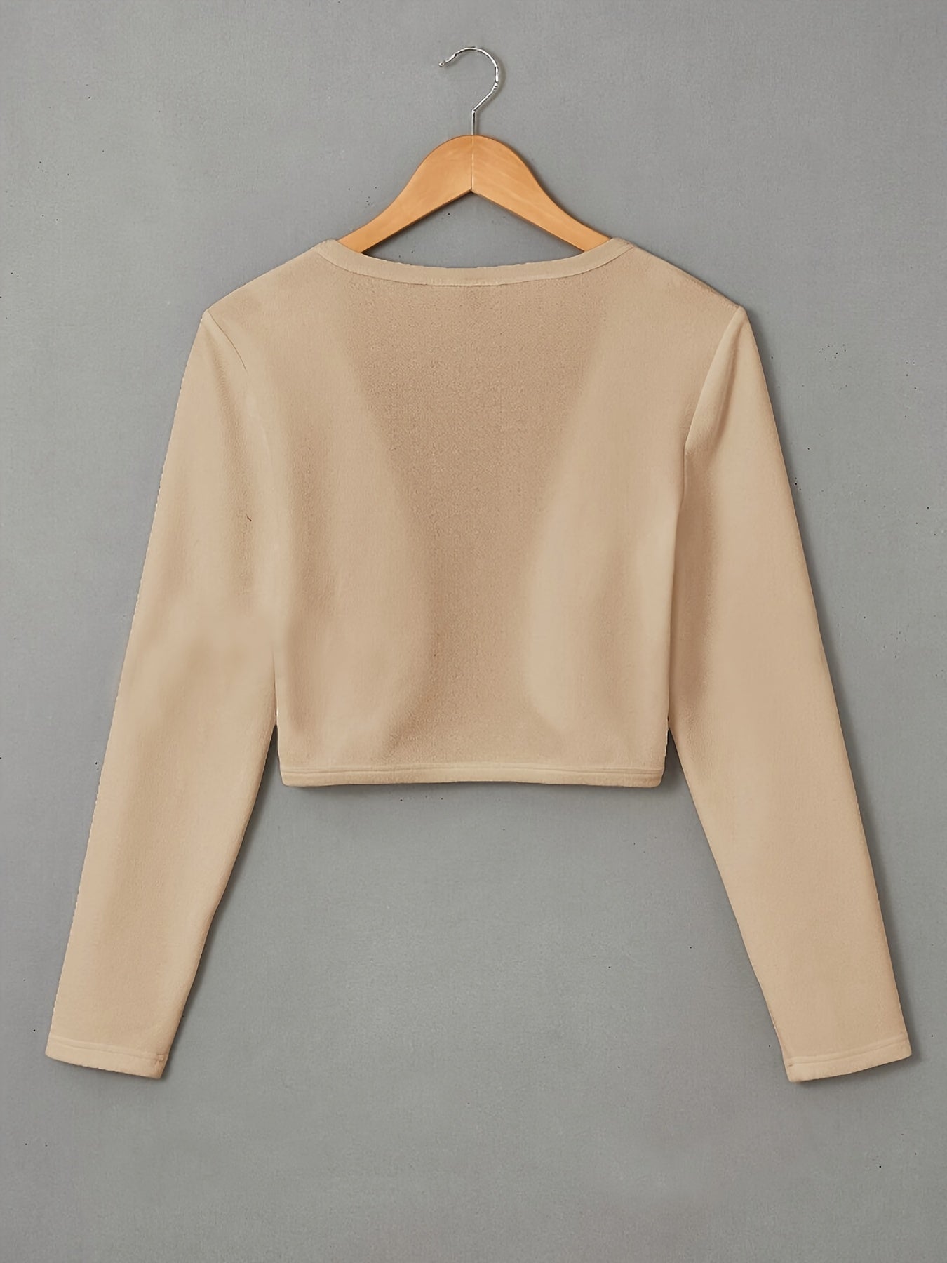 Chic Solid Color Cropped Jacket - Stylish Open Front, Long Sleeve Comfort - Ultra-Versatile Spring & Fall Outwear for Women