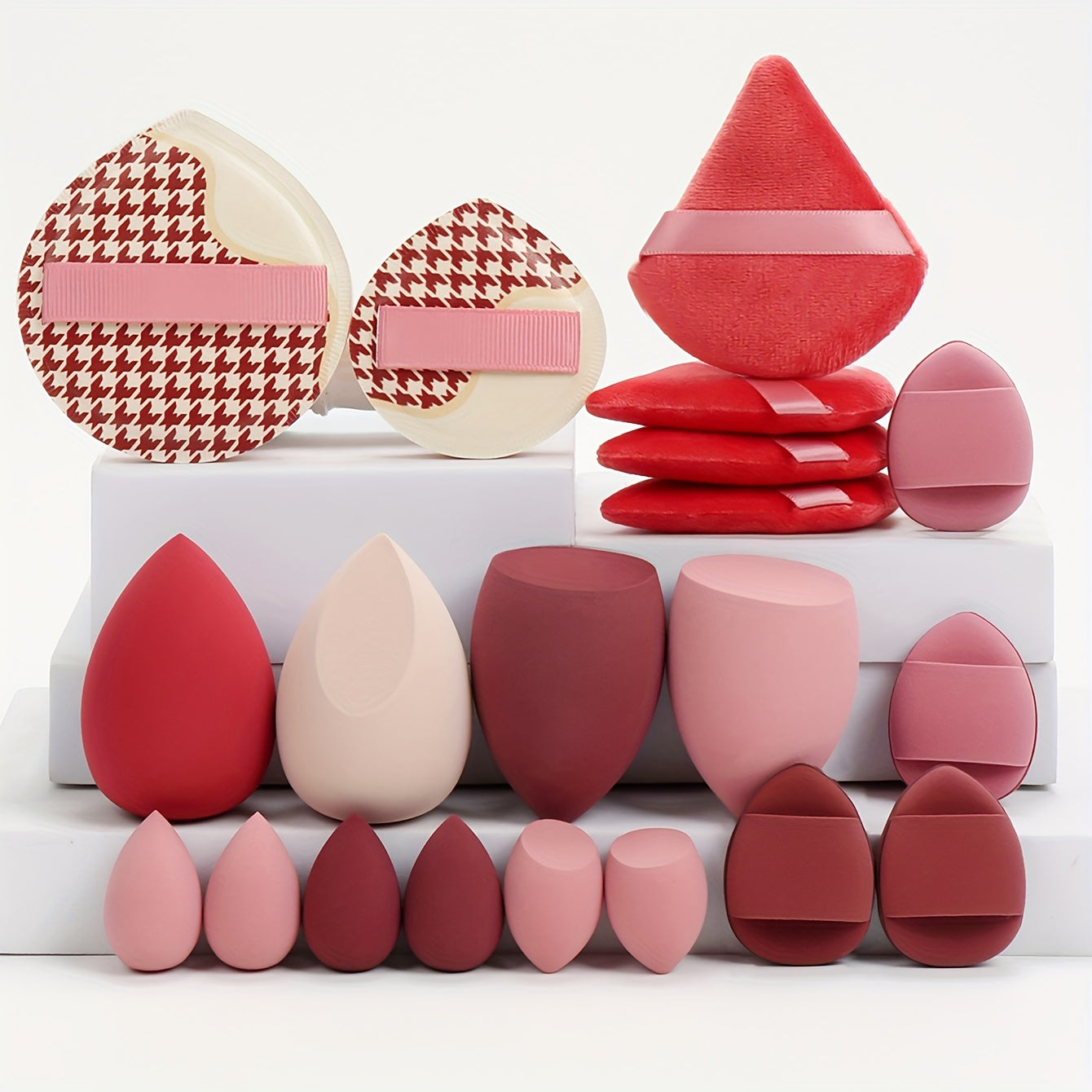 Marshmallow 20pcs Set, 2 Cushion Puffs & 4 Loose Puffs & 4 Makeup Sponges & 6 Mini Makeup Sponges & 4 Mini Cushion Puffs, Beauty Makeup Sponges Mixed with BB Cream, Liquid Foundation, Concealer for Use, Especially Suitable fo