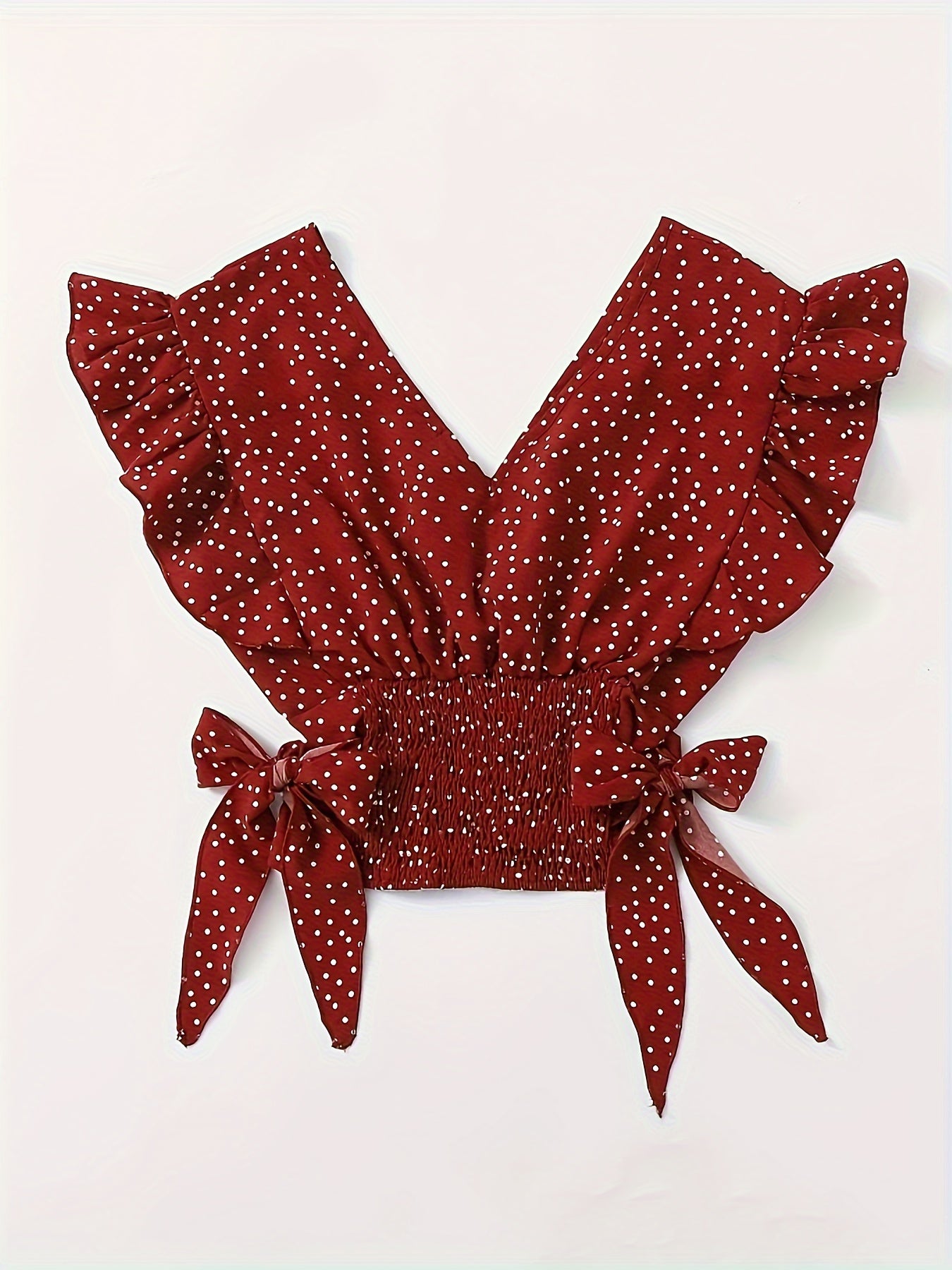 Vibrant Allover Print Blouse with Chic Bow Accent - Flattering Surplice Neck & Ruffled Waist - Womens Casual Fashion