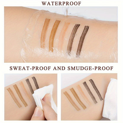 Waterproof Eyebrow Pen, Microblading Eyebrow Pencil With 4 Split Head, Natural Looking Brows Makeup ( 5 Colors )