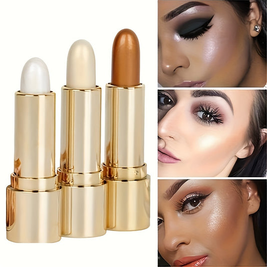 3D Highlighting & Contouring Stick, Side Shadow Face Concealer Stick, Eye Brightening Swivel Stick, Small Golden Tube Pearly Glitter Concealer Stick, Makeup For All Skin Tones For Music Festival