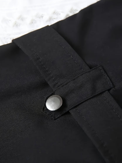 Solid Flap Pocket Belted Overall Jumpsuit, Casual Buckle Detail Loose Jumpsuit, Women's Clothing