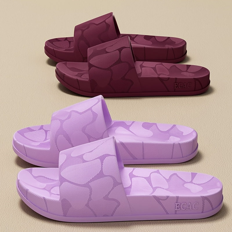 ECAC Women'S EVA Slide Sandals - Thick Cushioned Indoor/Outdoor Slippers with Geometric Pattern, Lightweight & Comfortable for Bathroom, Hiking, and Casual Wear, Hiking Footwear | Stylish Slipons | EVA Upper Material, Slipper