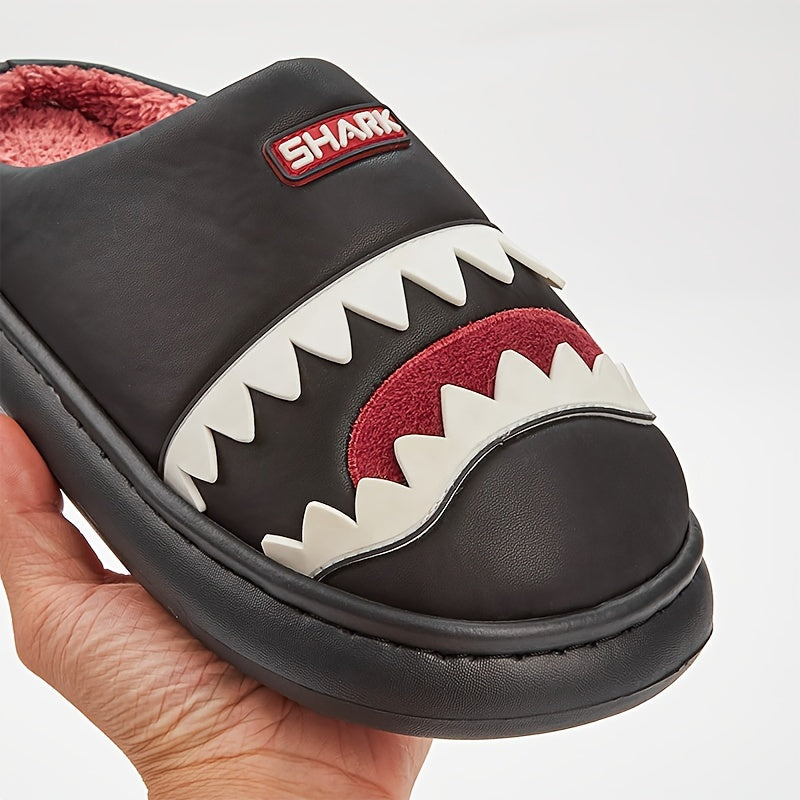 Trendy Animal Shark House Slippers For Women, Warm Lightweight Non-Slip Slip-On Indoor Home Shoes, Closed-Toe Kawaii Slippers Winter
