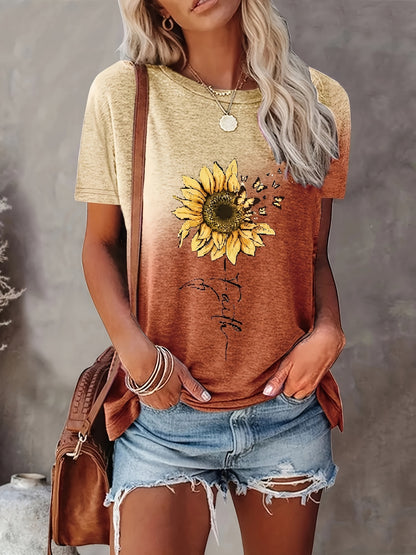 graphic print t-shirt, short sleeve crew neck casual top for summer & spring, Women's clothing, Half Sleeve T Shirts for Women, Summer for Women T Shirt, Womens Tshirts, T Shirt, Spring Fashion, Relaxed Fit, Trendy Tshirt, Br
