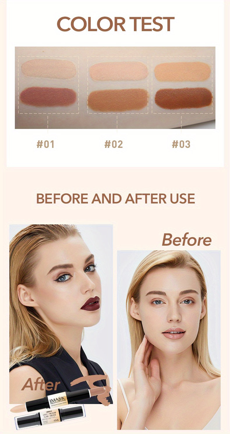 IMAN OF MAGIC Dual-Ended Concealer & Contour Stick - Waterproof, Natural Finish for All Skin Tones | Highlights & Conceals Blemishes, Dark Circles, Shadows Nose & Cheeks | Versatile Makeup Stick with Pink & Brown Shades