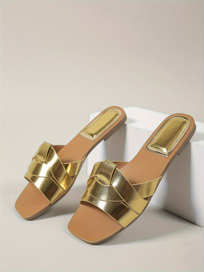 2025 New Arrival Women's Casual Sandals - Lightweight, Comfortable, Open-Toe Slip-Ons for Beach & Outdoor, Golden, Nude, White, Black