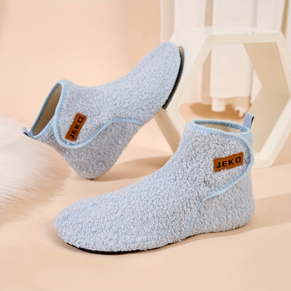 Women's Winter Warm Slip-On Slippers with Closure - Soft Fabric Indoor/Outdoor House Shoes, Non-Slip Rubber Sole & Plush Lining for Cozy Comfort, Light Blue, Indoor Slippers, Home Comfort, Simple Style, Comfortable Fit, Home
