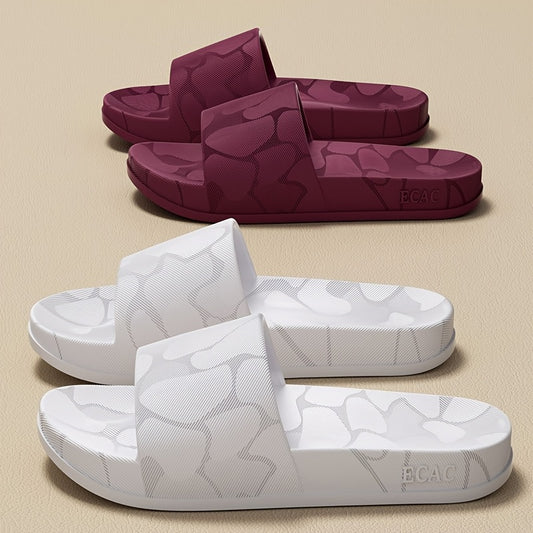 ECAC Women'S EVA Slide Sandals - Thick Cushioned Indoor/Outdoor Slippers with Geometric Pattern, Lightweight & Comfortable for Bathroom, Hiking, and Casual Wear, Hiking Footwear | Stylish Slipons | EVA Upper Material, Slipper