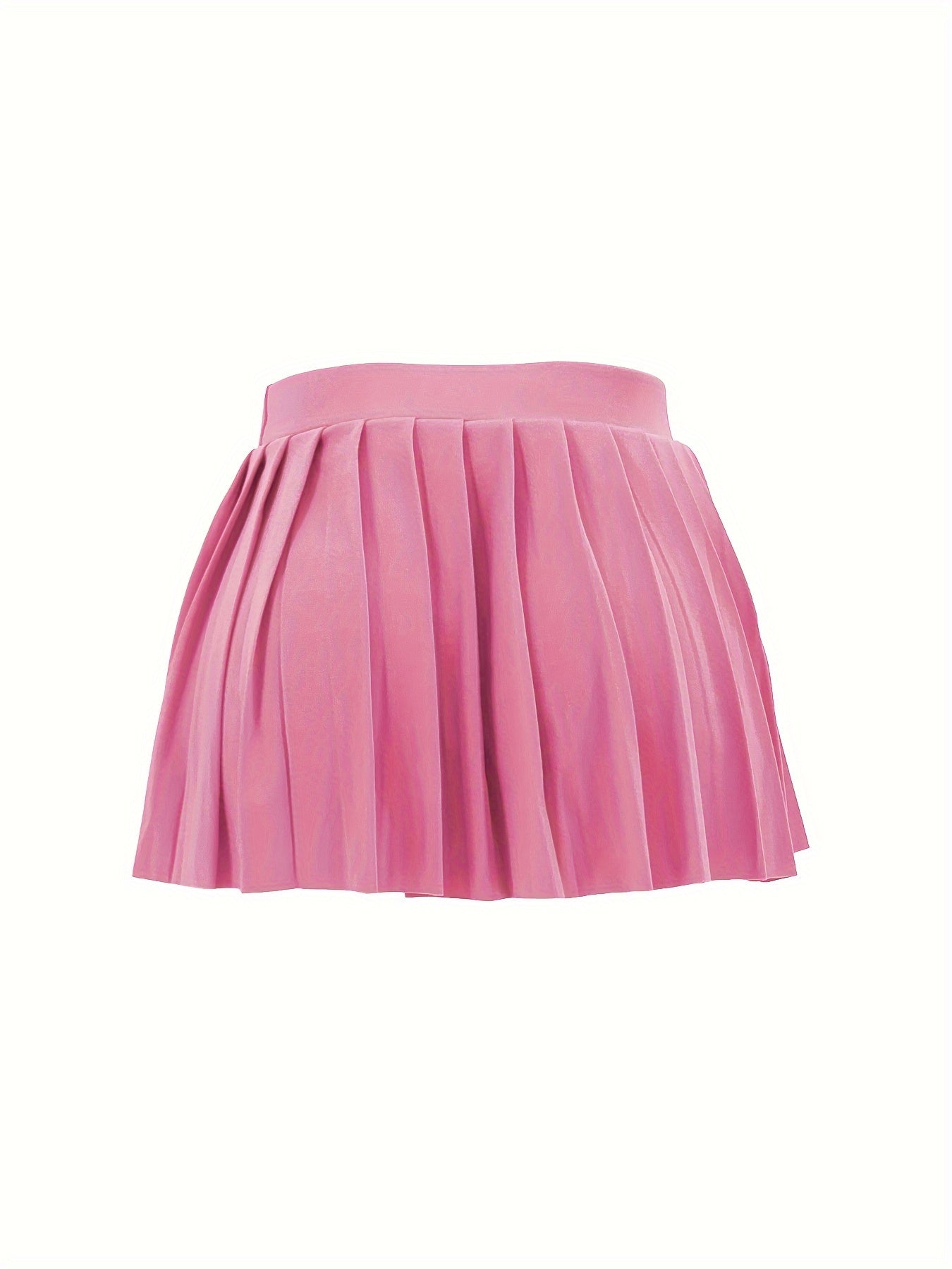 [Bright Pink Skirt] Sexy Summer Bright Pink High-Waisted Pleated Mini Skirt | Stretchy & Machine Washable | Perfect for Casual or Party Outfits for Women
