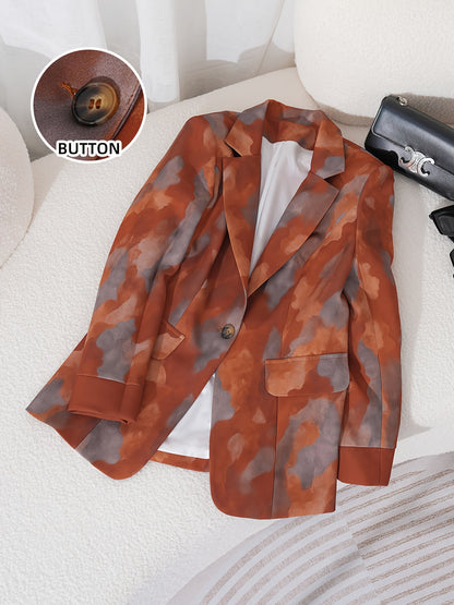 Chic All Over Print Blazer | Regular Sleeve, Single Button Placket, Versatile Slim Fit Jacket for All Seasons
