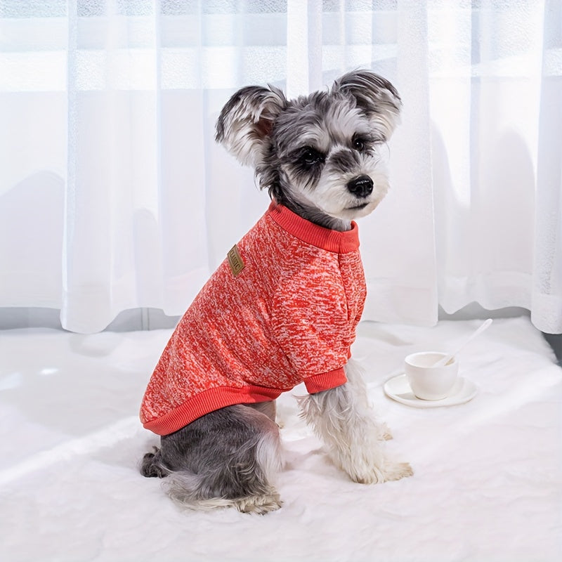 1pc Dog Puppy Knitted Classic Sweater, Warm Fleece Sweater Clothes, Thermal Winter Clothing For Dogs Cats