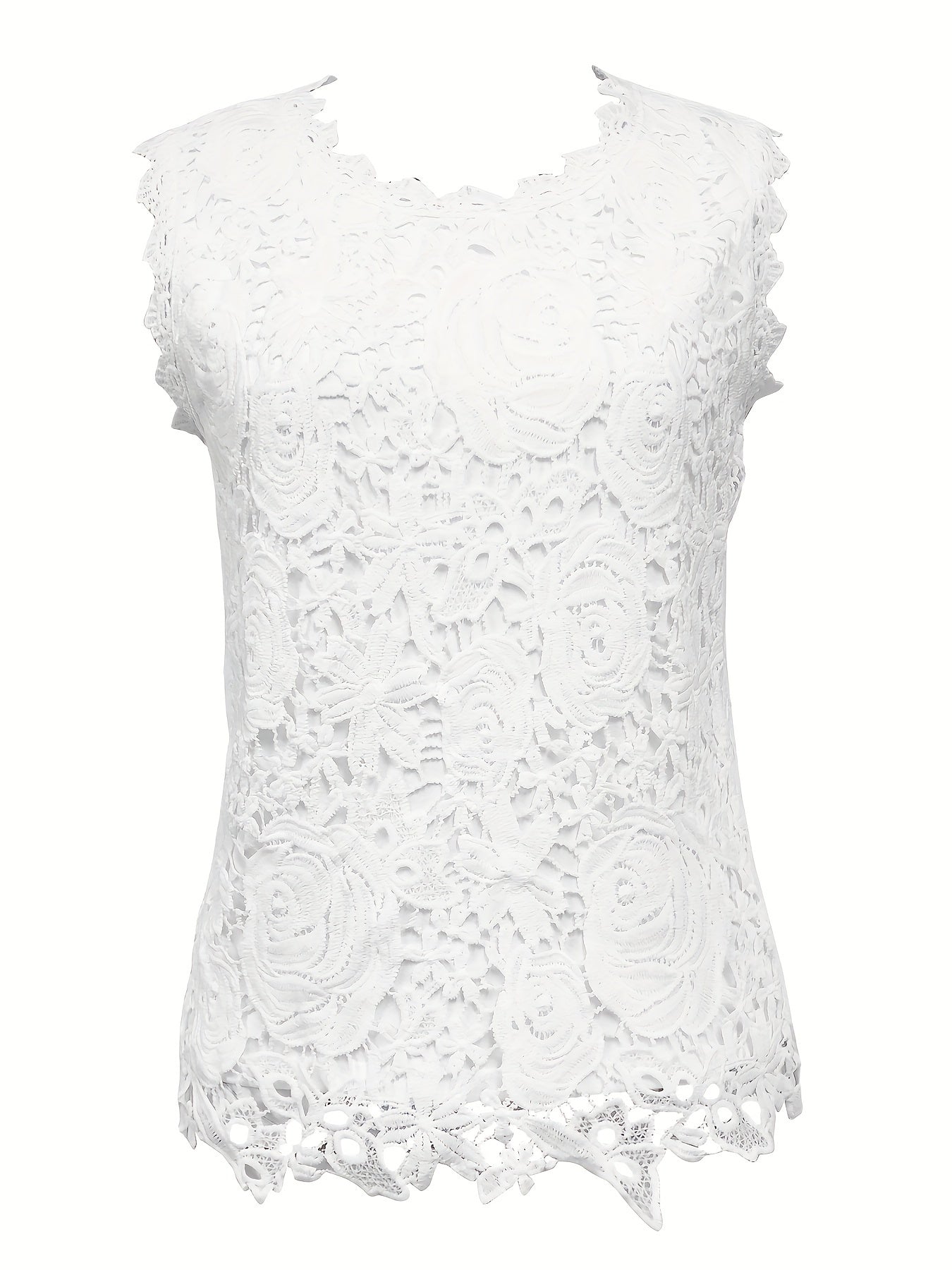 Solid Lace Short Sleeve Top, Versatile Blouse For Spring & Summer, Women's Clothing