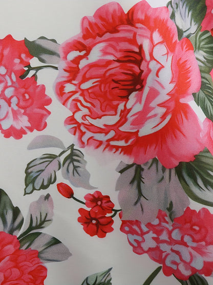 Floral Print Tie Waist Dress, Elegant Crew Neck Cap Sleeve Pleated Dress, Women's Clothing